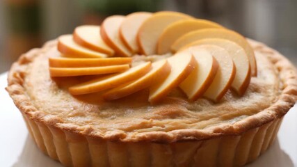 Delicious homemade apple tart with sliced fruit topping - Powered by Adobe
