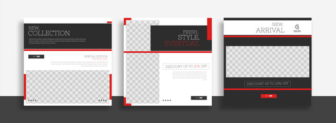 minimal square banner template with geometric shapes for social media post, story and web internet ads. Vector illustration