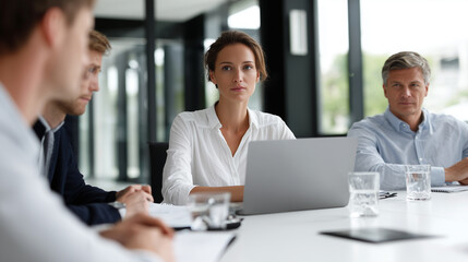 Obraz premium Business Meeting with Laptops and Documents
