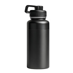Black water bottle with cap and handle