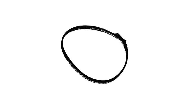 Hand-drawing doodle oval frame circle round animation, Circle marker with drawing effect, highlighter, design elements, ink brush