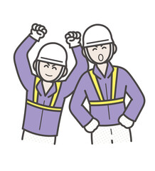 若く元気な土木技師の男性二人のイラスト