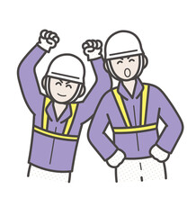 若く元気な土木技師の男性二人のイラスト