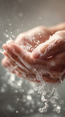 Fototapeta premium woman hands with water splash