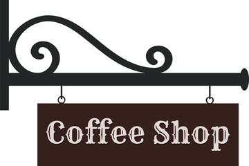 Vintage Wrought Iron Coffee Shop Sign Design