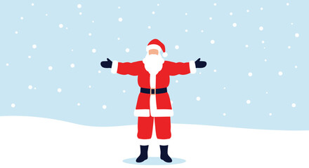 Santa Claus welcoming the joyous winter snow and festive season of Christmas.