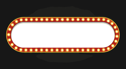 Retro marquee sign with illuminated bulbs for vintage advertisement.