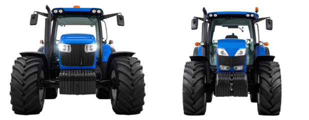 Untitled design - New Holland T5 Tractor Front View, Clean Blue Body, Isolated on Transparent Background