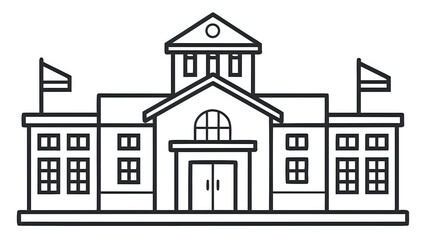 Fototapeta premium school building ,illustration outline isolated on white background