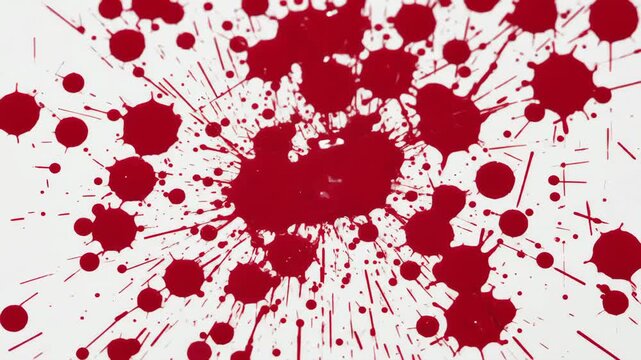 Red Splatter Abstract Blood Droplets and Streaks on White