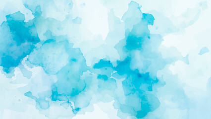 Ethereal Abstract Blue and Cyan Watercolor Wash Background with Subtle Indigo Marbling and Flowing. Fluid texture with smooth gradients and cloud.
