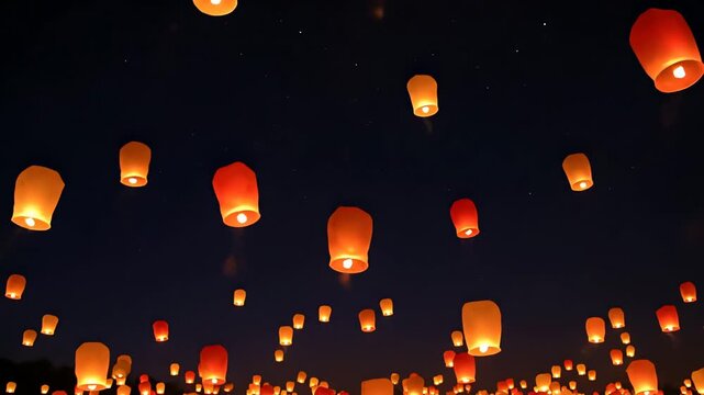 Spectacular Sky Lantern Festival: A Mesmerizing Display of Light and Culture illuminating the night sky with glowing lanterns creating a magical and