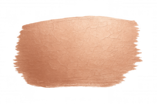 Rose gold metallic brush stroke element with shiny paint texture, isolated for design backgrounds