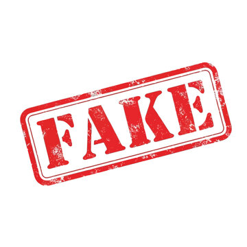 Vector illustration of red grunge rubber stamp with the word fake