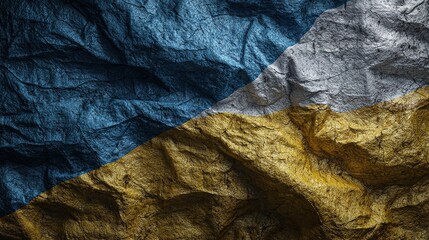 Textural Metallic Abstract: A Rich Tapestry of Blue, White, and Gold in Geometric Patterns