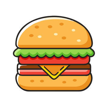 A colorful flat vector illustration of a burger