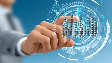 Digital fingerprint biometric security technology scanning with hand interacting on futuristic digital interface symbolizing advanced identification and smart urban development innovation - Powered by Adobe