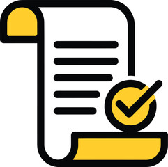 Document with a checkmark symbol doodle art indicating approval or completion