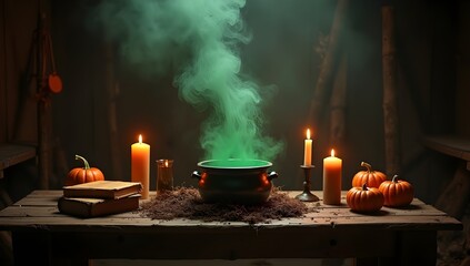 Witch’s Table with Halloween Props