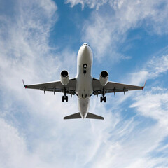 the plane is flying in the sky