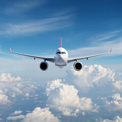 the plane is flying in the sky