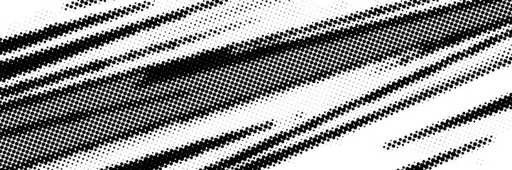 Dotted gradient vector illustration, white and black halftone background, horizontal seamless dotted lines, monochrome dots texture backdrop, retro effect. modern