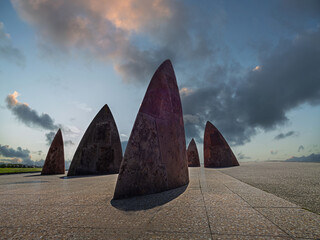 Stone Shark Fins On The Foreshore