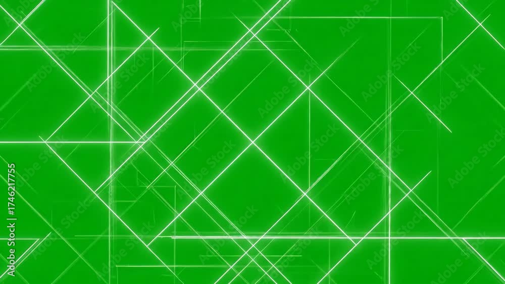 Wall mural intersecting white lines forming dynamic geometric pattern on green screen lines, artistic, visual