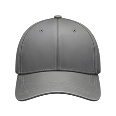 Front view of a plain grey baseball cap mockup isolated on a clean white background.