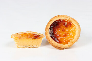 Pastel de nata on a white background