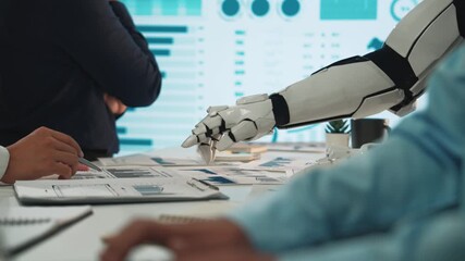 A futuristic workspace where AI-driven analytics optimize business growth strategies, improve decision-making, and enhance efficiency. Noogenesis AI - Powered by Adobe