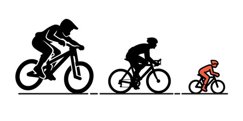 Obraz premium Vector illustration of a black silhouette of a cyclist on a mountain bike, perfect for a sport or activity illustration
