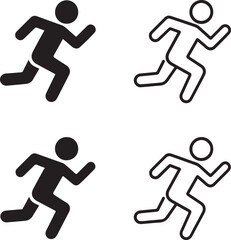 Athletic icon set, athletic running symbol, athletic fitness icon, black vector sport, gym, exercise, training, competition, health, body, workout, performance, movement, running, fitness lifestyle