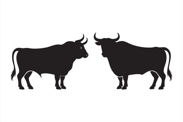 Bull silhouette vector icon for livestock, agriculture, and farm branding design
