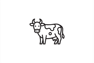 Farm cow icon set for livestock, milk, and organic product marketing