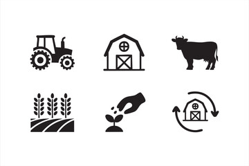 Farm and organic agriculture vector design — livestock, crop, and sustainability icons