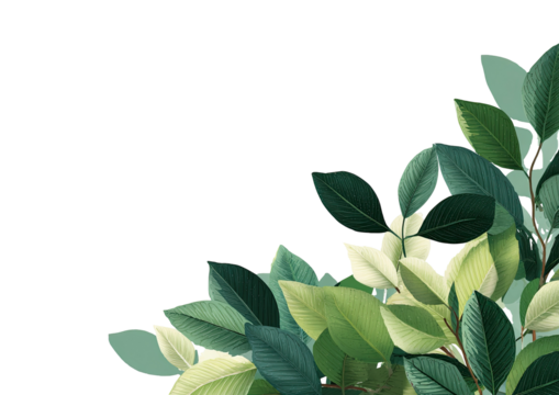 Lush green leaves frame a dark corner