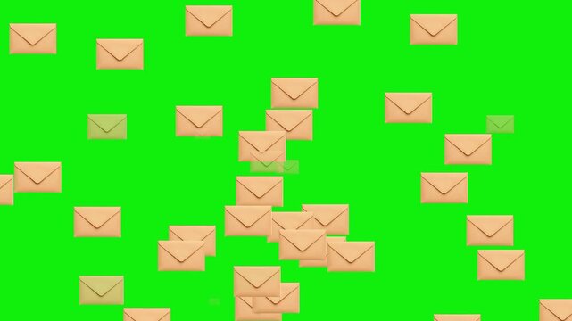Falling Message Envelopes Animation Green Screen | Email Rain Effect