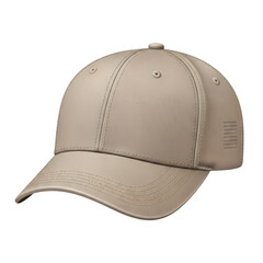 Fototapeta premium A close-up studio shot of a beige baseball cap, showcasing its design and details.