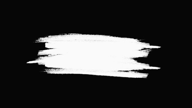 Paint the white brush background and your text with an alpha channel. Black line brush strokes animation