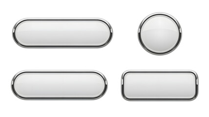 Set of shiny white web buttons for modern UI design and user interface