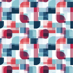 Retro Geometric Shapes in Cherry Frost and Aqua Seamless Abstract Pattern Wallpaper