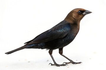 Brown-headed Cowbird Full Body Side Profile Isolated