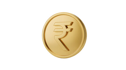 Shiny golden Indian rupee coin for business and finance growth success