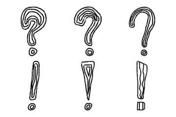 Doodle Style Question & Exclamation Marks. Hand Drawn Punctuation Sketch for Design and Illustration