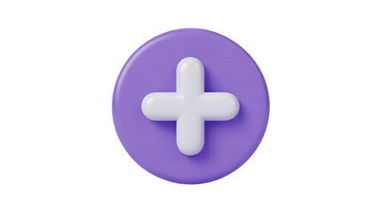 Obraz premium 3D medical plus sign in pastel purple for health and wellness themes