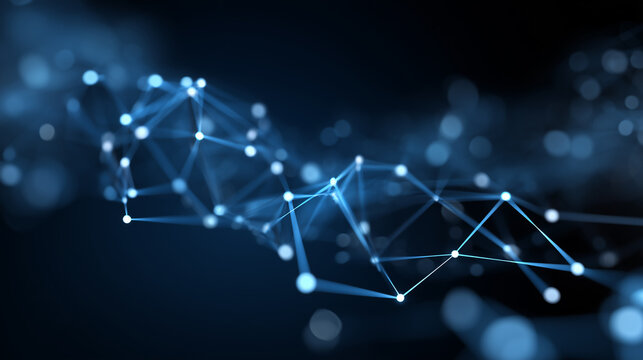 Digital Network Connections on Blue Background - Powered by Adobe
