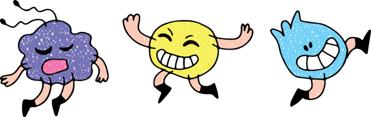 Vector badge and logo designs with adaptable graphics for branding and advertising. Colored drawn with grunge curved lines. Brightly drawing. Vector illustration