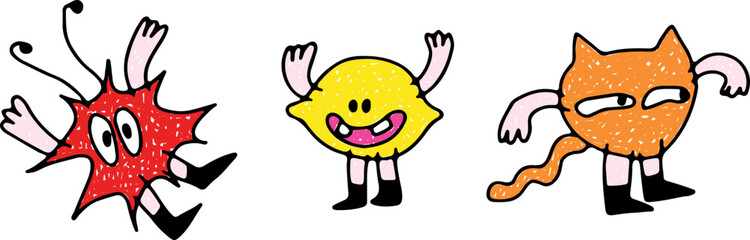 Vector logo templates with customizable graphics for promotional campaigns. Colored drawn with grunge curved lines. Brightly drawing. Vector illustration