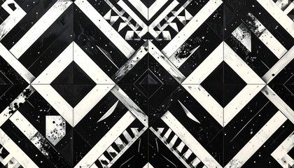 Black and white abstract geometric design